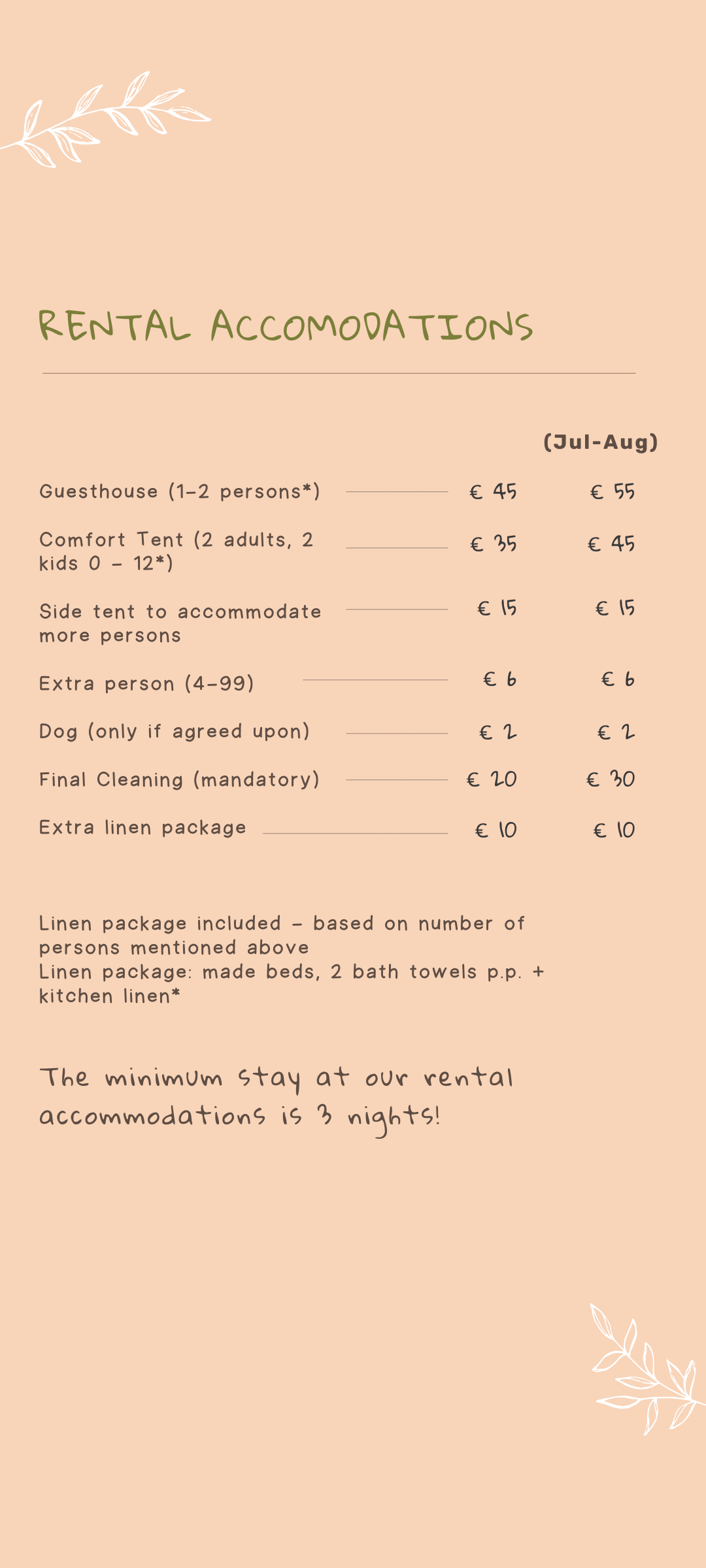 rental accomodation prices