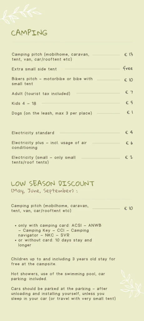 prices 2026 camping
